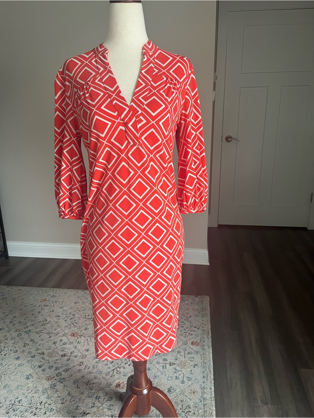 Banana Republic Geometric Print Orange Mini Shift Dress